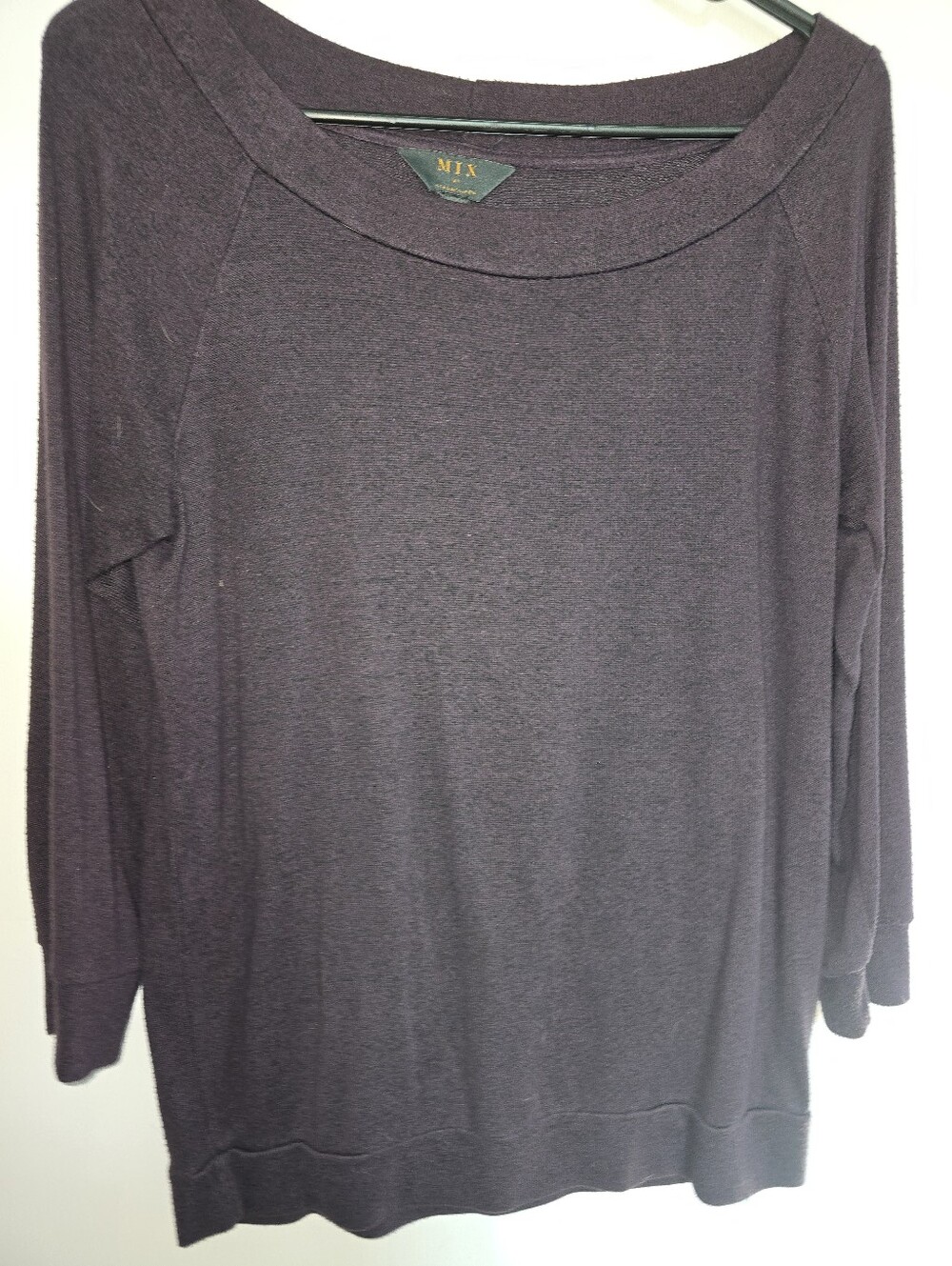 Deep Plum Boatneck Long-Sleeve Top